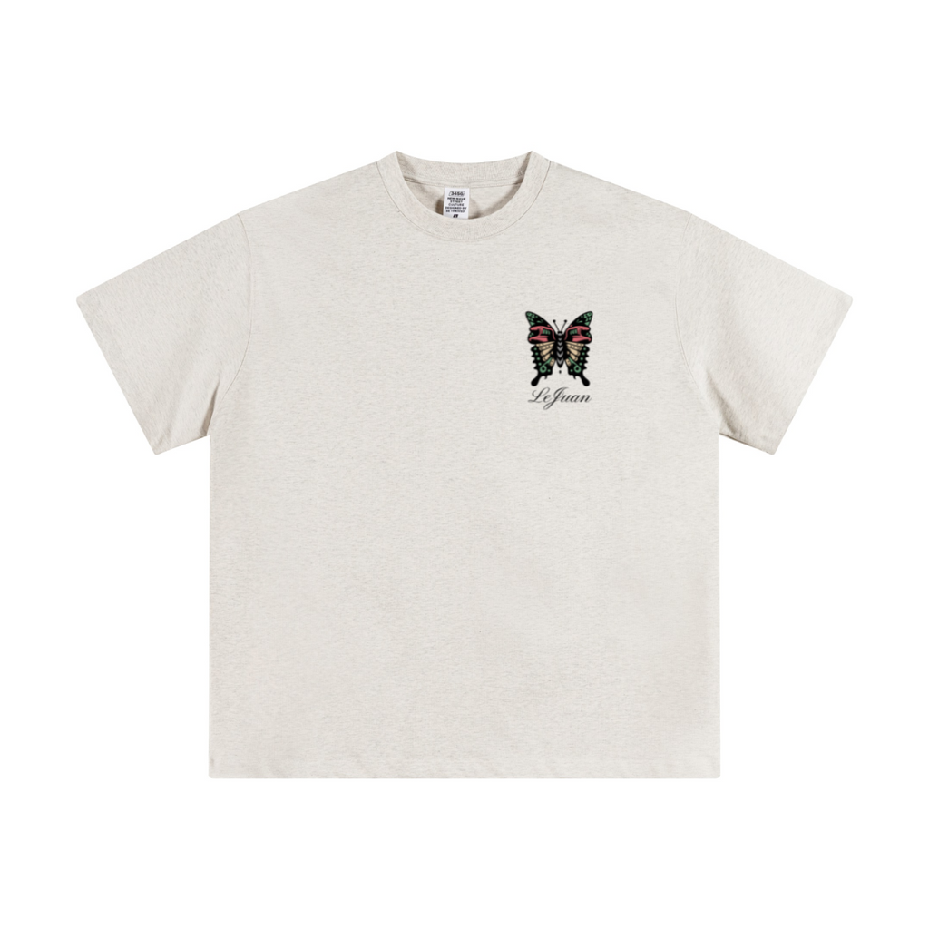 345GSM Unisex Solid-Color Heavyweight Crew Neck T-shirt Oatmeal Grey