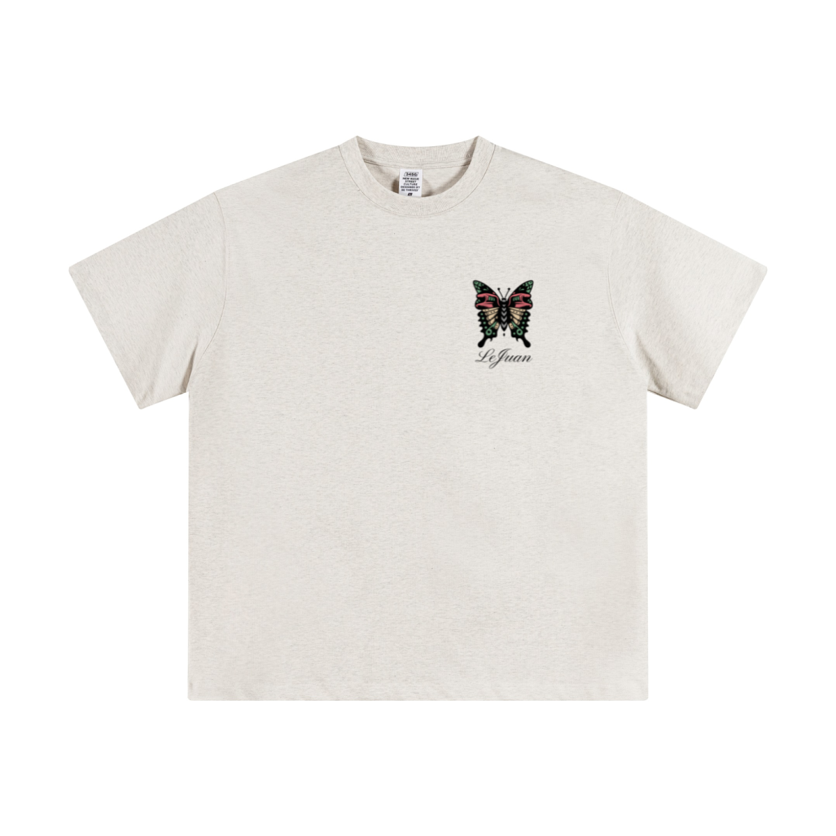 345GSM Unisex Solid-Color Heavyweight Crew Neck T-shirt Oatmeal Grey