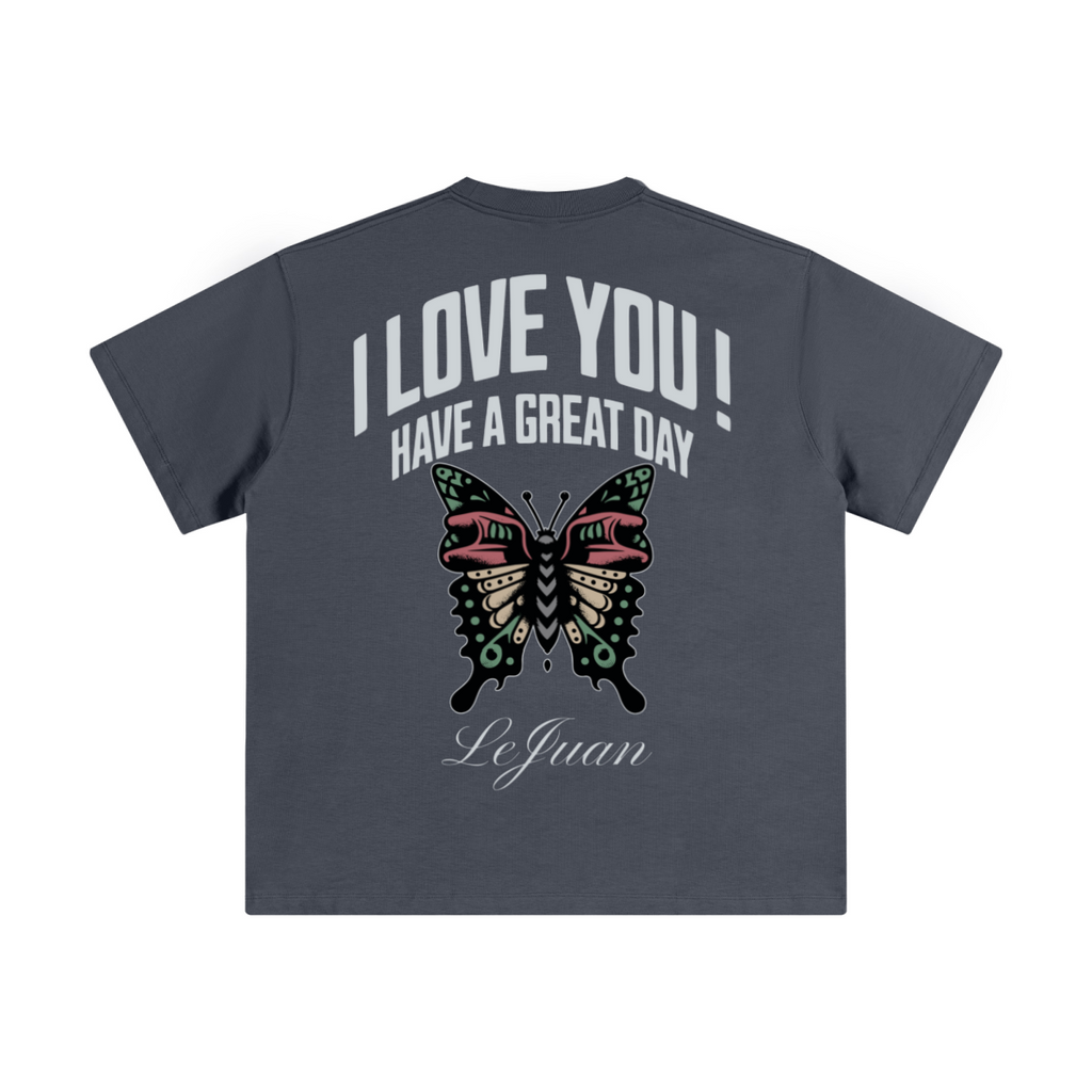 345GSM Unisex Solid-Color Heavyweight Crew Neck T-shirt Greyish Blue