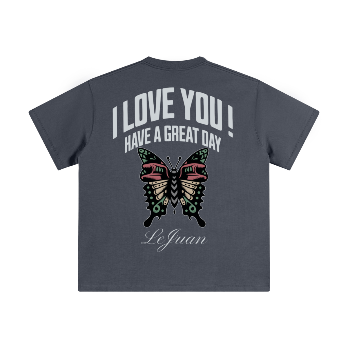 345GSM Unisex Solid-Color Heavyweight Crew Neck T-shirt Greyish Blue