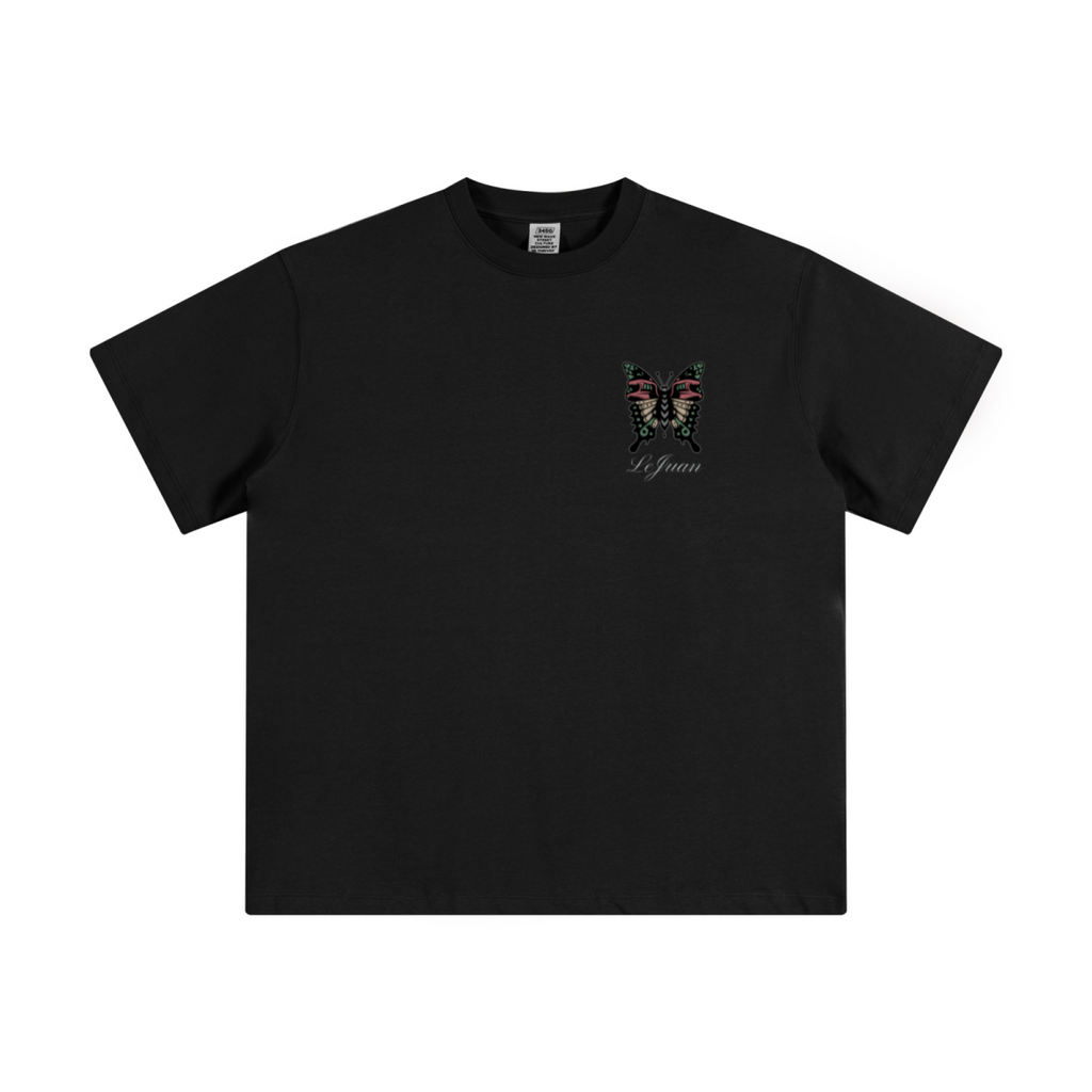 345GSM Unisex Solid-Color Heavyweight Crew Neck T-shirt Black