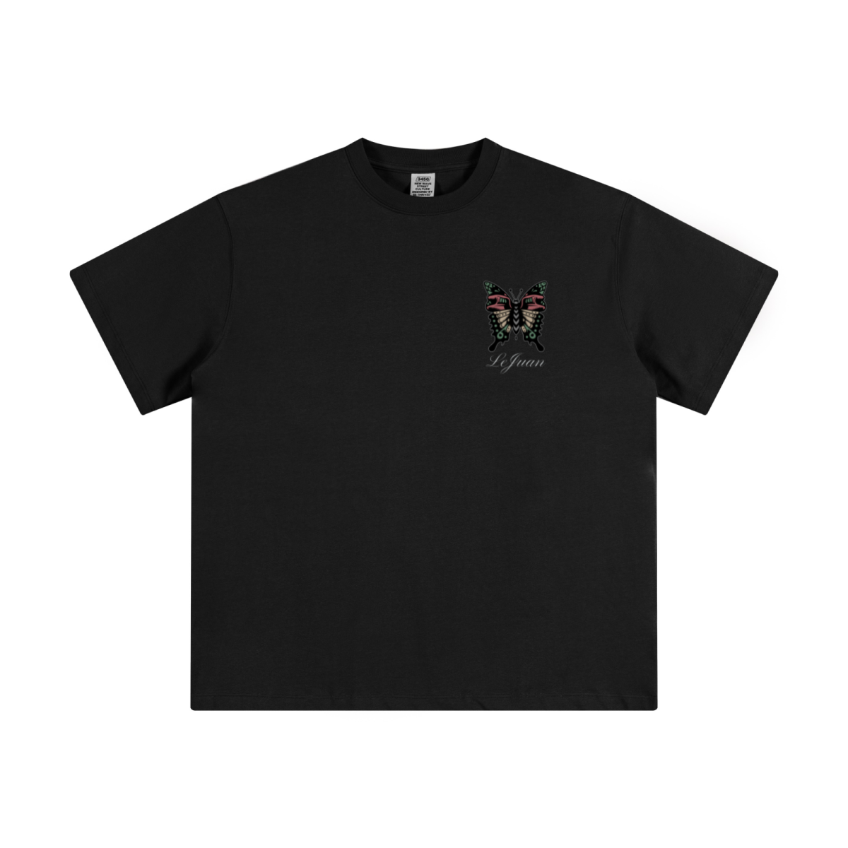 345GSM Unisex Solid-Color Heavyweight Crew Neck T-shirt Black