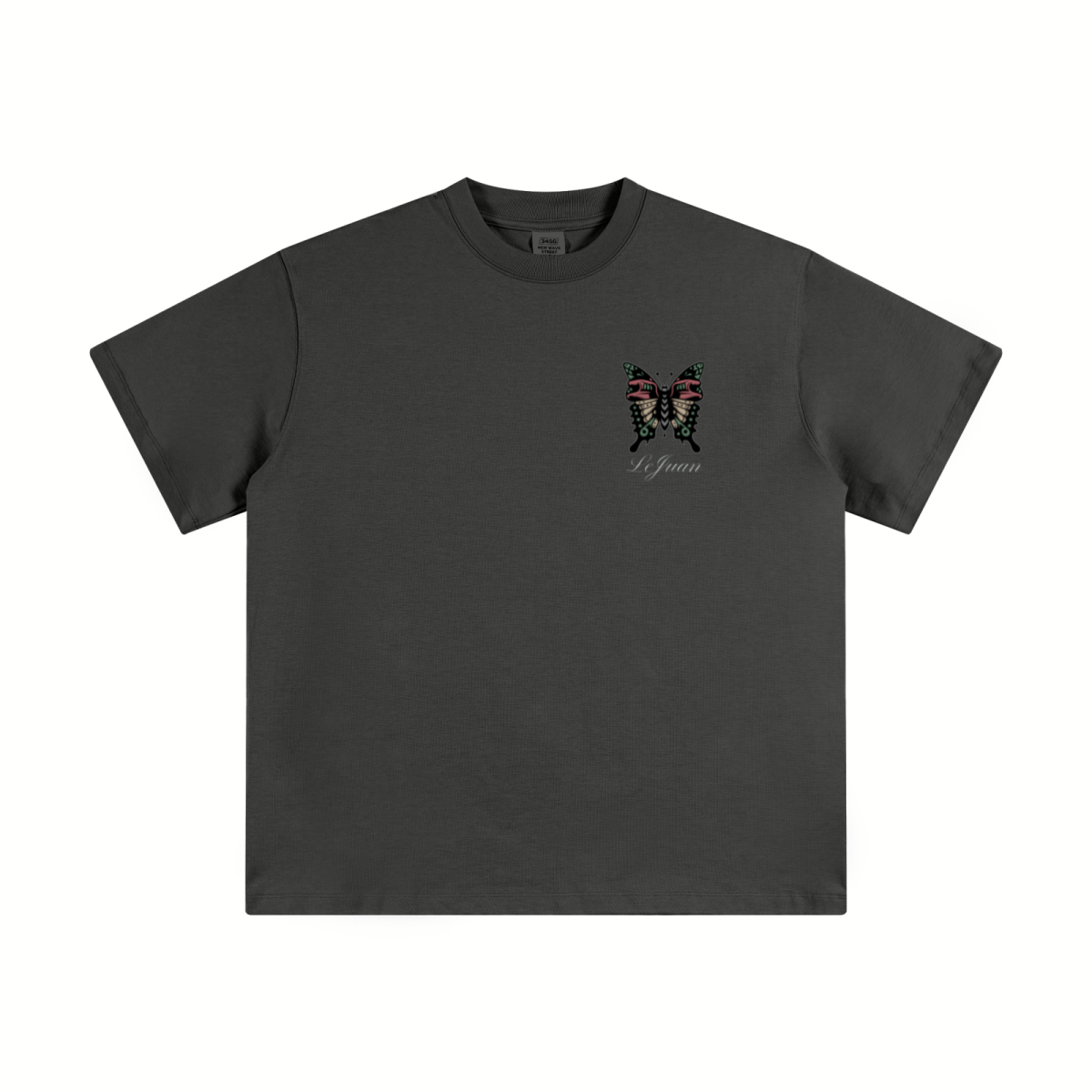 345GSM Unisex Solid-Color Heavyweight Crew Neck T-shirt Dark Grey
