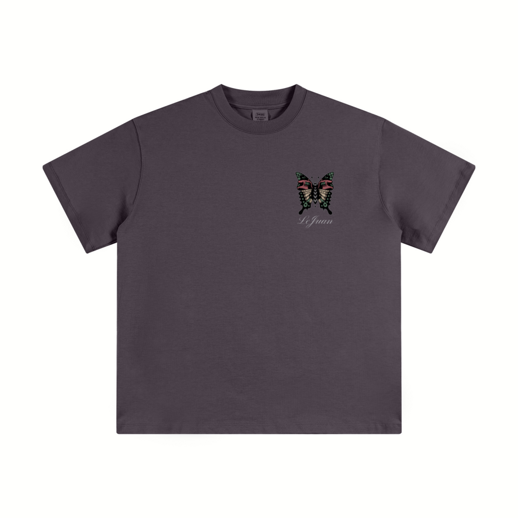 345GSM Unisex Solid-Color Heavyweight Crew Neck T-shirt  Faded Purple