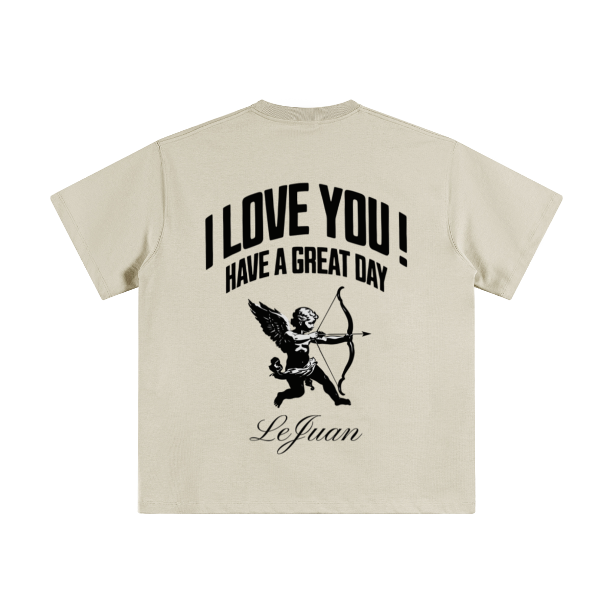 345GSM Unisex Solid-Color Heavyweight Crew Neck T-shirt Grey Apricot