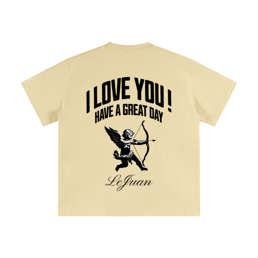 345GSM Unisex Solid-Color Heavyweight Crew Neck T-shirt Cream Apricot