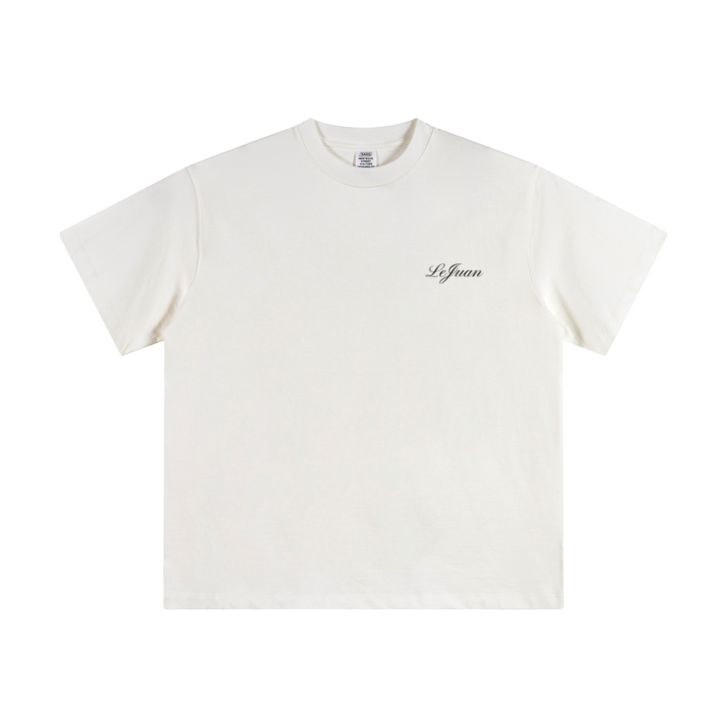 345GSM Unisex Solid-Color Heavyweight Crew Neck T-shirt White