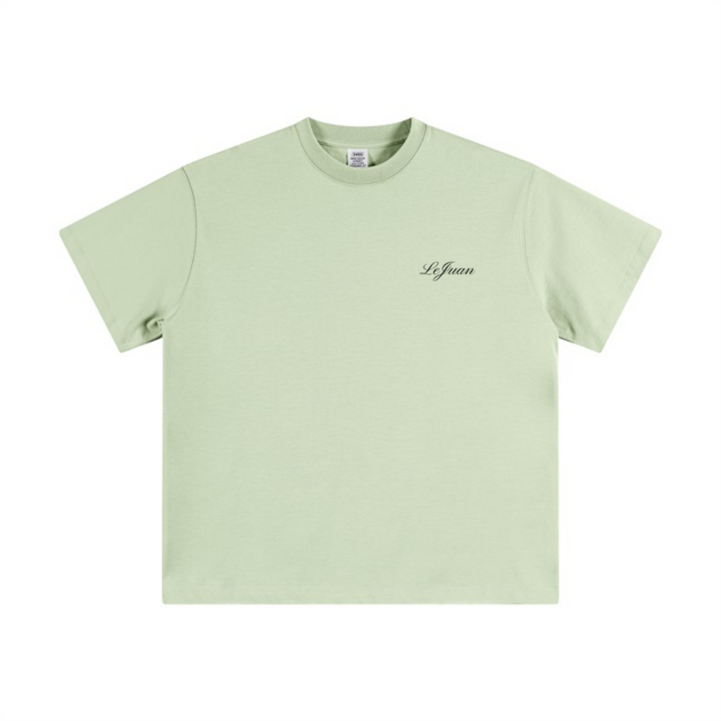 345GSM Unisex Solid-Color Heavyweight Crew Neck T-shirt Halo Green