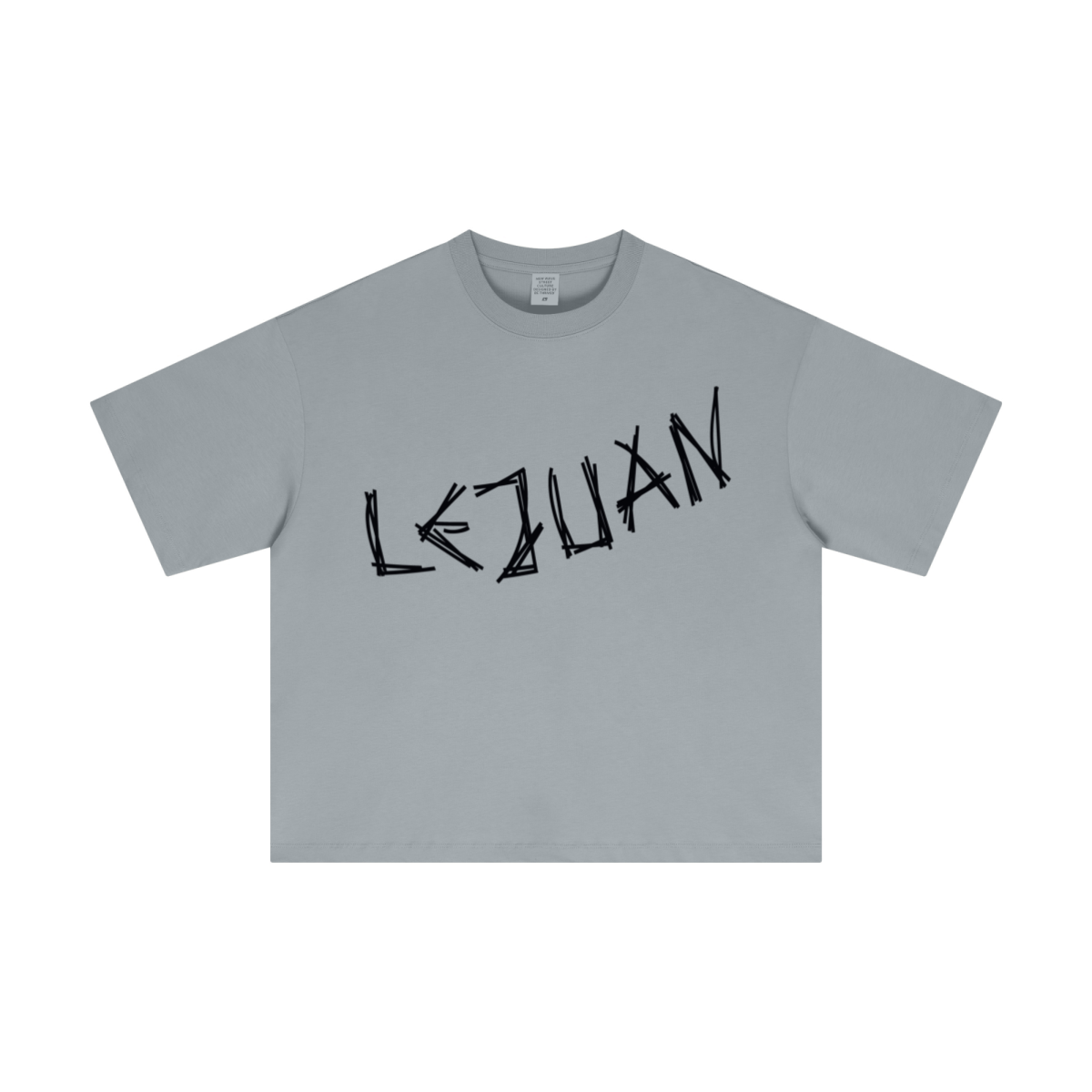230GSM Men's Combed Cotton Plain Knit Boxy T-Shirt Cigarette Gray