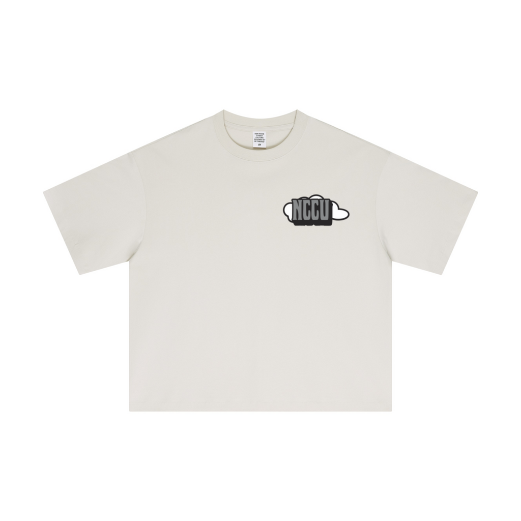 230GSM Men's Combed Cotton Plain Knit Boxy T-Shirt Gray Beige